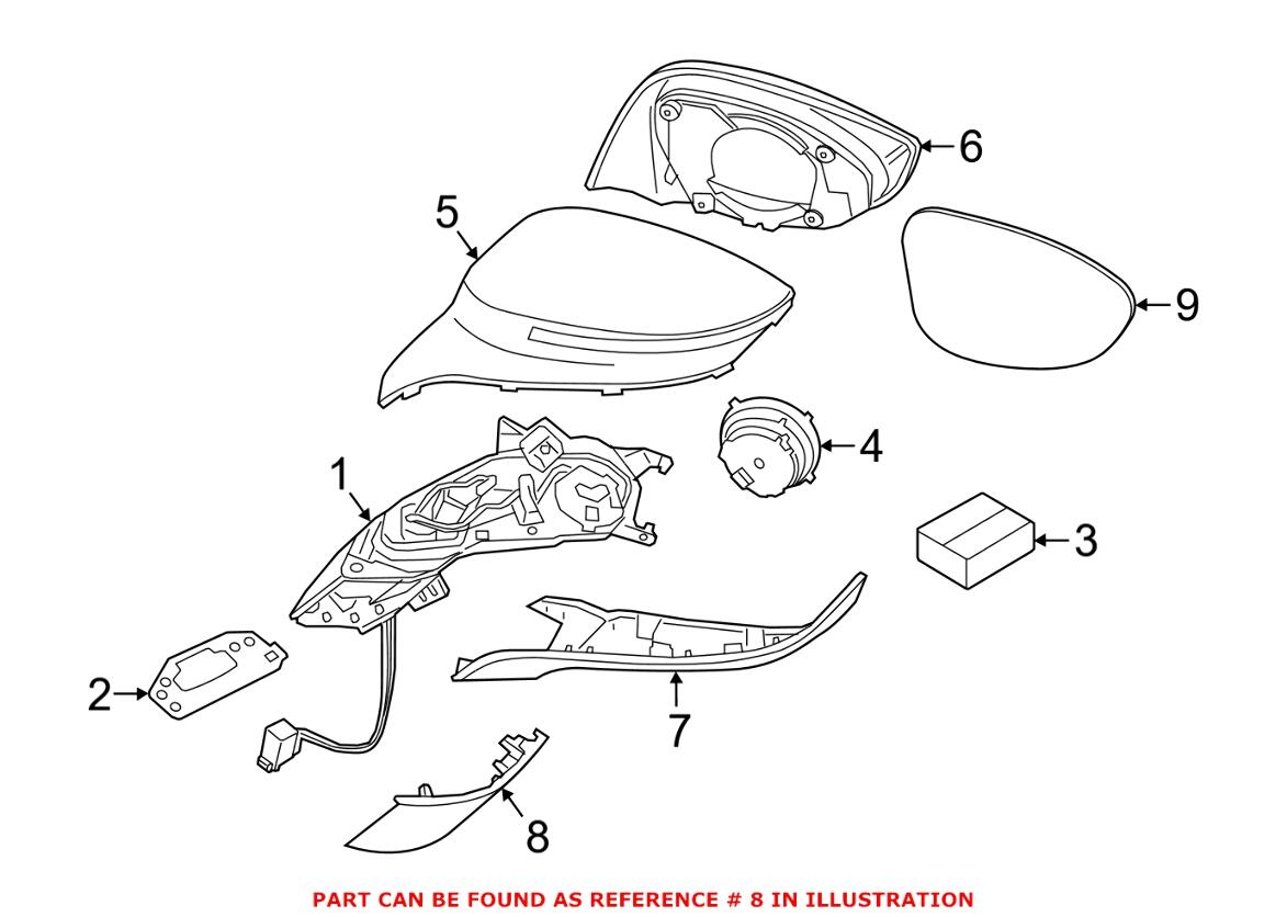 BMW Door Mirror Cover = Front Passenger Side 51167393272